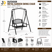 Outdoor Metal Garden Swing Chair with Armrests